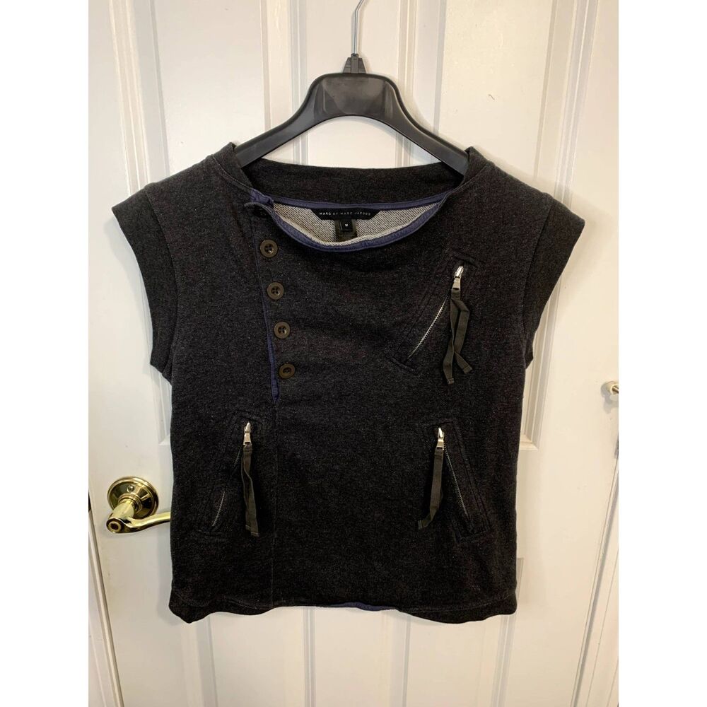 Marc by Marc Jacobs Gray Shimmer 3/4 Button Down Pullover Vest Size Medium